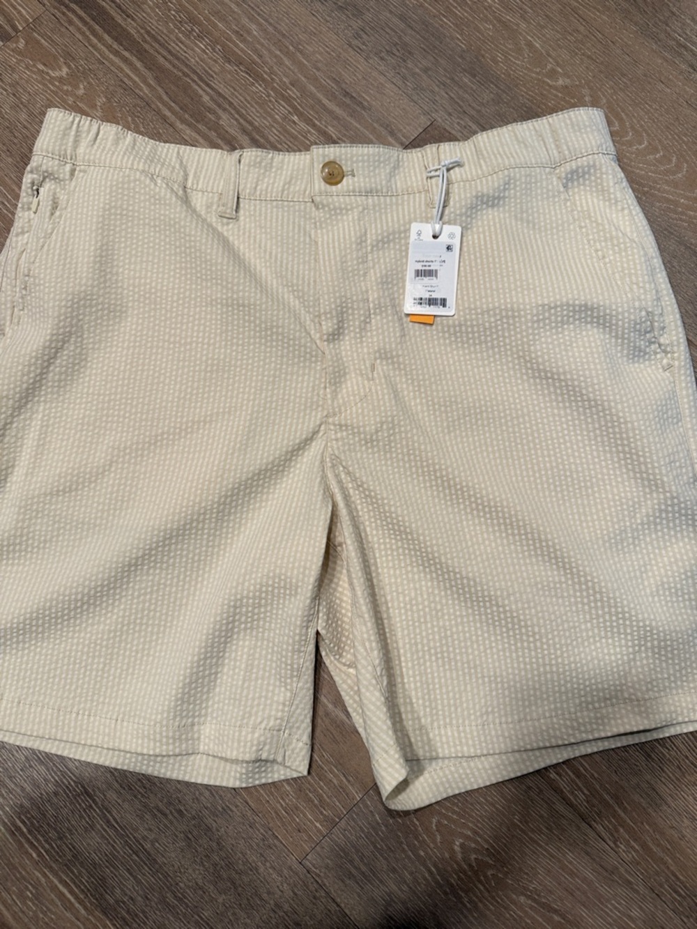 Marine Layer Hybrid 7" Stretch Shorts Mens Size 34 Seersucker Natural NWT Men’s